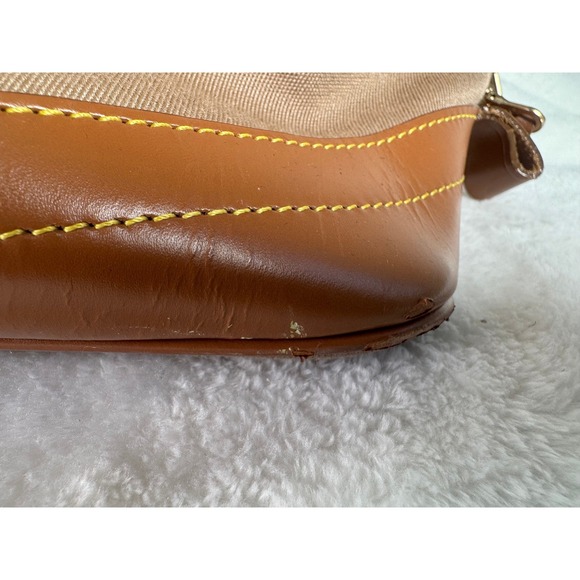 VTG Dooney & Bourke Vintage Canvas Leather Travel Weekender Bag Tan Brown - Picture 5 of 13
